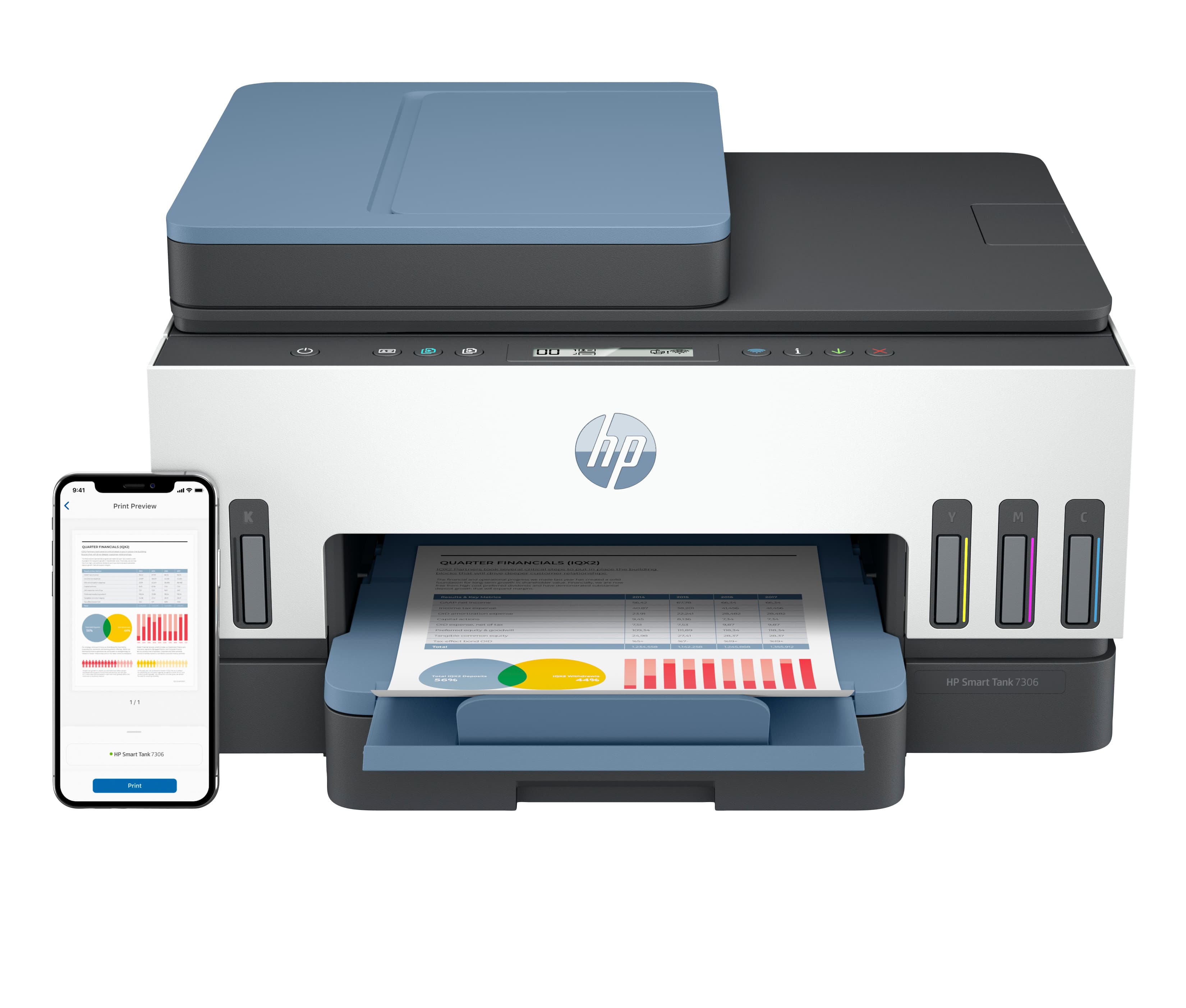 HP Smart Tank 7306 Wireless All-in-One Farbe Drucker, Beidseitiger Druck; Kopierer, Scanner